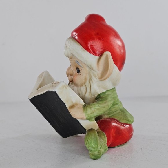 Vintage Homco Elf Reading A Book Figurine Ceramic 5406 Christmas Decor - Picture 6 of 8
